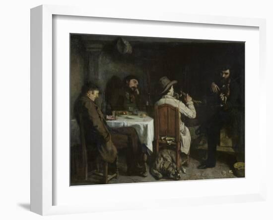 After Dinner at Ornans, 1848-Gustave Courbet-Framed Giclee Print