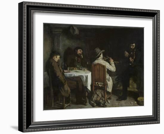 After Dinner at Ornans, 1848-Gustave Courbet-Framed Giclee Print