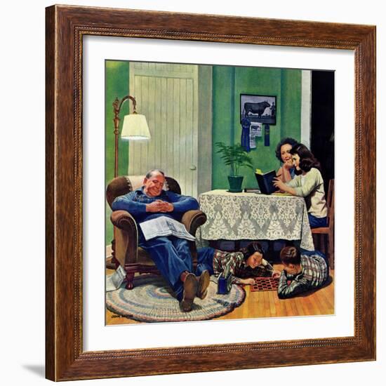 "After Dinner at the Farm," March 27, 1948-John Falter-Framed Giclee Print