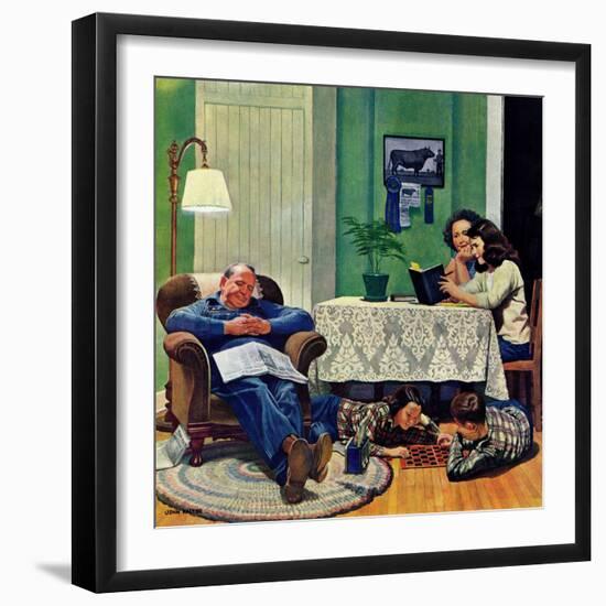 "After Dinner at the Farm," March 27, 1948-John Falter-Framed Giclee Print