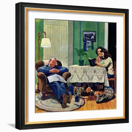 "After Dinner at the Farm," March 27, 1948-John Falter-Framed Giclee Print