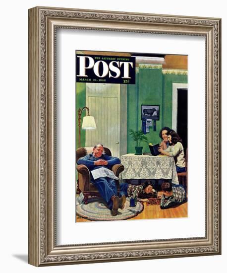 "After Dinner at the Farm," Saturday Evening Post Cover, March 27, 1948-John Falter-Framed Giclee Print