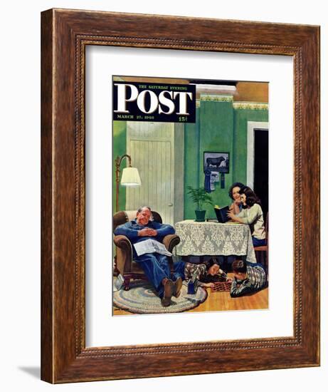 "After Dinner at the Farm," Saturday Evening Post Cover, March 27, 1948-John Falter-Framed Giclee Print