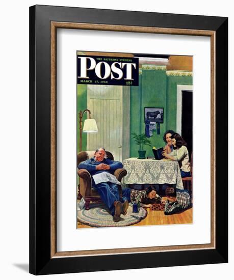 "After Dinner at the Farm," Saturday Evening Post Cover, March 27, 1948-John Falter-Framed Giclee Print