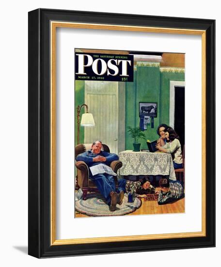 "After Dinner at the Farm," Saturday Evening Post Cover, March 27, 1948-John Falter-Framed Giclee Print