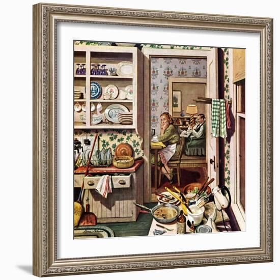 "After Dinner Dishes," January 8, 1949-Stevan Dohanos-Framed Giclee Print