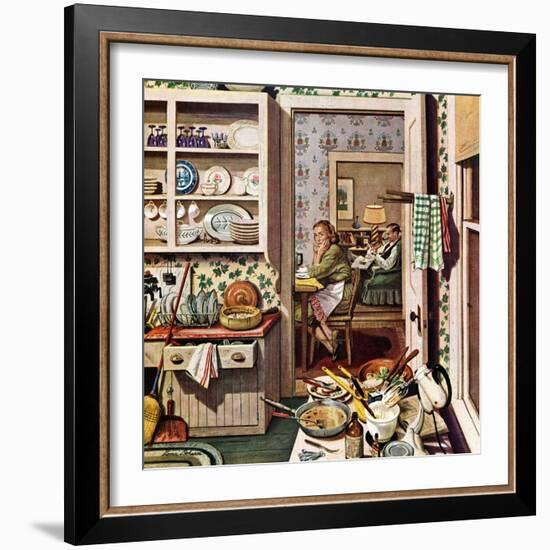 "After Dinner Dishes," January 8, 1949-Stevan Dohanos-Framed Giclee Print