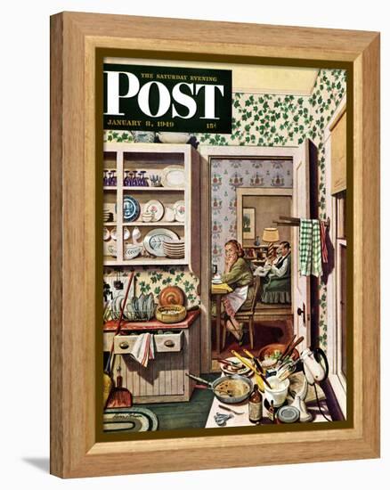 "After Dinner Dishes," Saturday Evening Post Cover, January 8, 1949-Stevan Dohanos-Framed Premier Image Canvas