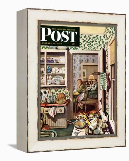 "After Dinner Dishes," Saturday Evening Post Cover, January 8, 1949-Stevan Dohanos-Framed Premier Image Canvas
