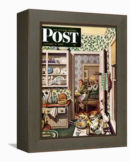 "After Dinner Dishes," Saturday Evening Post Cover, January 8, 1949-Stevan Dohanos-Framed Premier Image Canvas