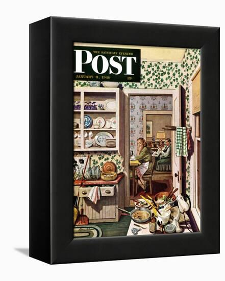 "After Dinner Dishes," Saturday Evening Post Cover, January 8, 1949-Stevan Dohanos-Framed Premier Image Canvas