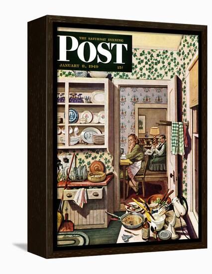 "After Dinner Dishes," Saturday Evening Post Cover, January 8, 1949-Stevan Dohanos-Framed Premier Image Canvas