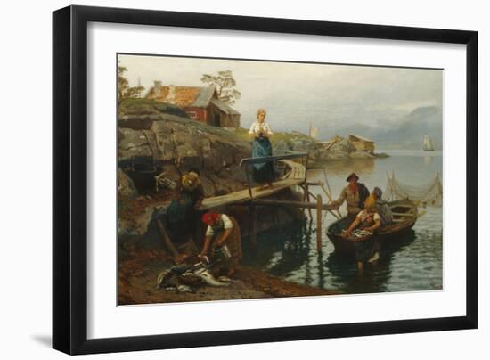 After fishing Home from fishing, 1877-Hans Dahl-Framed Giclee Print