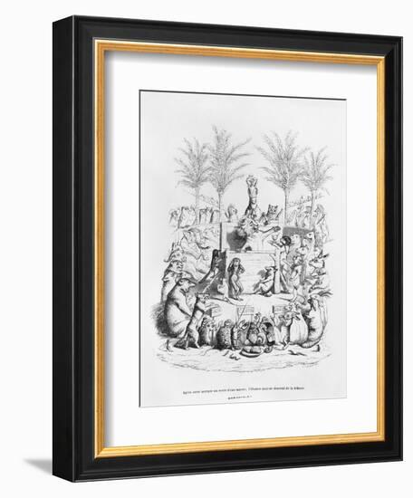 After Having a Glass of Sugar Water, the Famous Orator Comes Down the Platform', Illustration…-J.J. Grandville-Framed Giclee Print