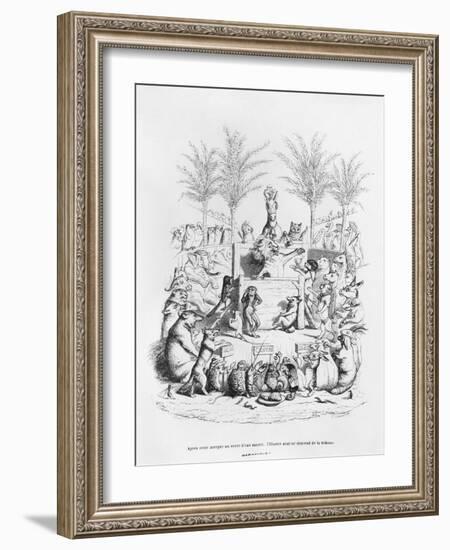 After Having a Glass of Sugar Water, the Famous Orator Comes Down the Platform', Illustration…-J.J. Grandville-Framed Giclee Print