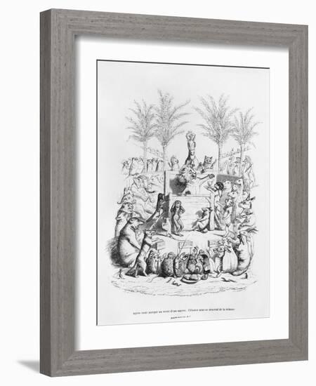 After Having a Glass of Sugar Water, the Famous Orator Comes Down the Platform', Illustration…-J.J. Grandville-Framed Giclee Print