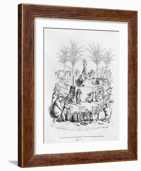 After Having a Glass of Sugar Water, the Famous Orator Comes Down the Platform', Illustration…-J.J. Grandville-Framed Giclee Print