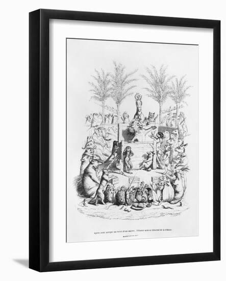 After Having a Glass of Sugar Water, the Famous Orator Comes Down the Platform', Illustration…-J.J. Grandville-Framed Giclee Print