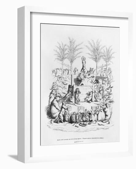After Having a Glass of Sugar Water, the Famous Orator Comes Down the Platform', Illustration…-J.J. Grandville-Framed Giclee Print