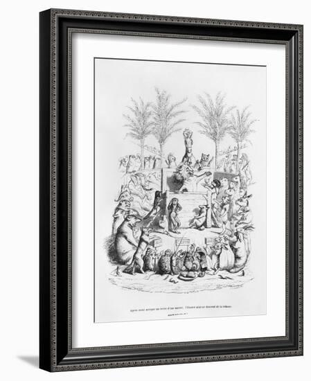 After Having a Glass of Sugar Water, the Famous Orator Comes Down the Platform', Illustration…-J.J. Grandville-Framed Giclee Print