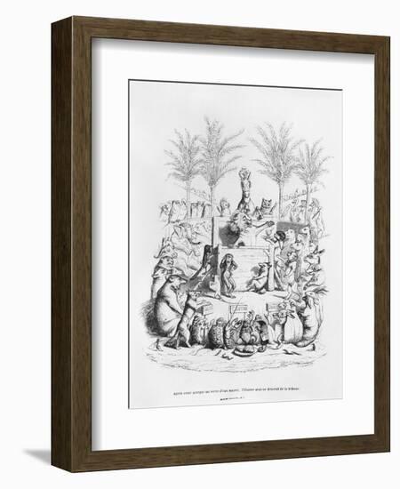 After Having a Glass of Sugar Water, the Famous Orator Comes Down the Platform', Illustration…-J.J. Grandville-Framed Premium Giclee Print