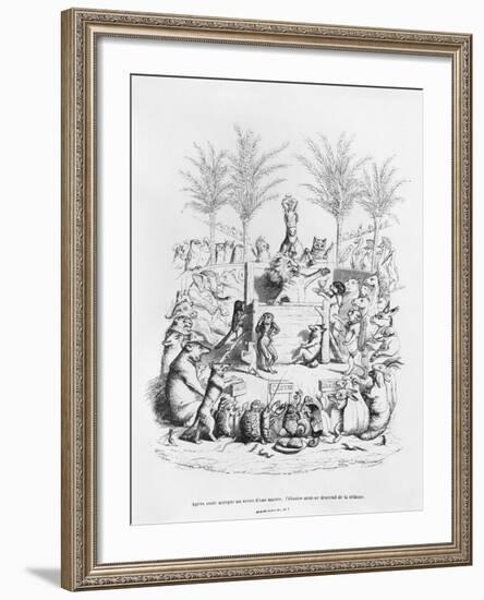 After Having a Glass of Sugar Water, the Famous Orator Comes Down the Platform', Illustration…-J.J. Grandville-Framed Giclee Print