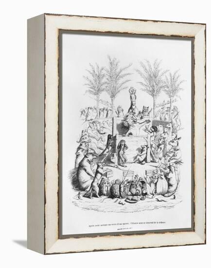 After Having a Glass of Sugar Water, the Famous Orator Comes Down the Platform', Illustration…-J.J. Grandville-Framed Premier Image Canvas