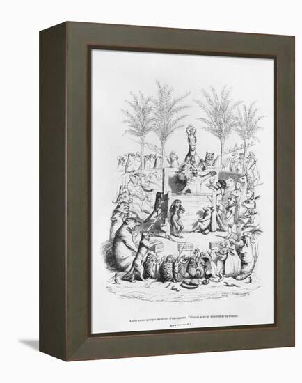 After Having a Glass of Sugar Water, the Famous Orator Comes Down the Platform', Illustration…-J.J. Grandville-Framed Premier Image Canvas