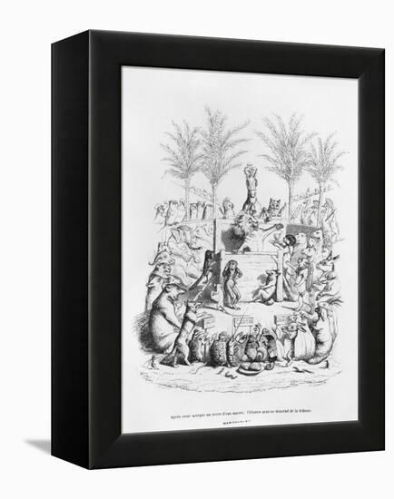 After Having a Glass of Sugar Water, the Famous Orator Comes Down the Platform', Illustration…-J.J. Grandville-Framed Premier Image Canvas