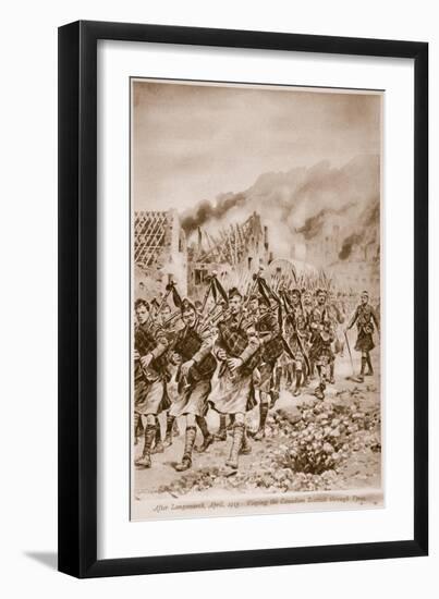 After Langemarck, April 1915: Playing the Canadian Scottish Through Ypres-Richard Caton Woodville-Framed Giclee Print