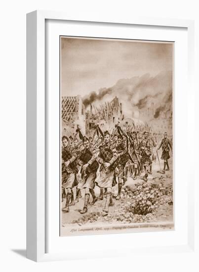 After Langemarck, April 1915: Playing the Canadian Scottish Through Ypres-Richard Caton Woodville-Framed Giclee Print