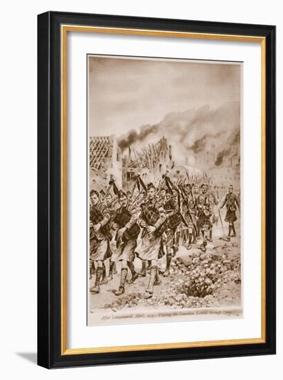 After Langemarck, April 1915: Playing the Canadian Scottish Through Ypres-Richard Caton Woodville-Framed Giclee Print