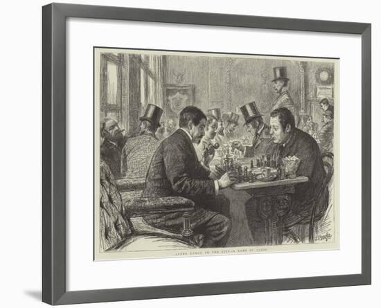 After Lunch in the City, a Game of Chess-null-Framed Giclee Print