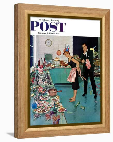 "After Party Clean-up," Saturday Evening Post Cover, January 2, 1960-Ben Kimberly Prins-Framed Premier Image Canvas