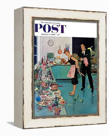 "After Party Clean-up," Saturday Evening Post Cover, January 2, 1960-Ben Kimberly Prins-Framed Premier Image Canvas