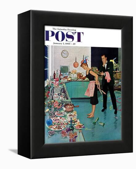 "After Party Clean-up," Saturday Evening Post Cover, January 2, 1960-Ben Kimberly Prins-Framed Premier Image Canvas