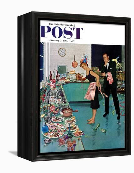 "After Party Clean-up," Saturday Evening Post Cover, January 2, 1960-Ben Kimberly Prins-Framed Premier Image Canvas