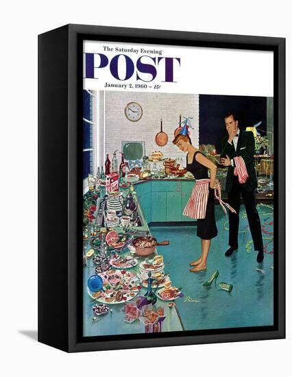 "After Party Clean-up," Saturday Evening Post Cover, January 2, 1960-Ben Kimberly Prins-Framed Premier Image Canvas