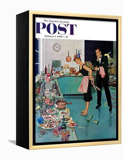 "After Party Clean-up," Saturday Evening Post Cover, January 2, 1960-Ben Kimberly Prins-Framed Premier Image Canvas