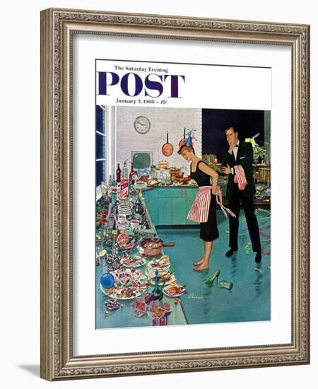 "After Party Clean-up," Saturday Evening Post Cover, January 2, 1960-Ben Kimberly Prins-Framed Giclee Print