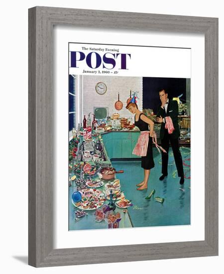 "After Party Clean-up," Saturday Evening Post Cover, January 2, 1960-Ben Kimberly Prins-Framed Giclee Print