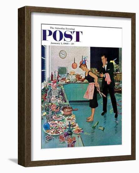 "After Party Clean-up," Saturday Evening Post Cover, January 2, 1960-Ben Kimberly Prins-Framed Giclee Print