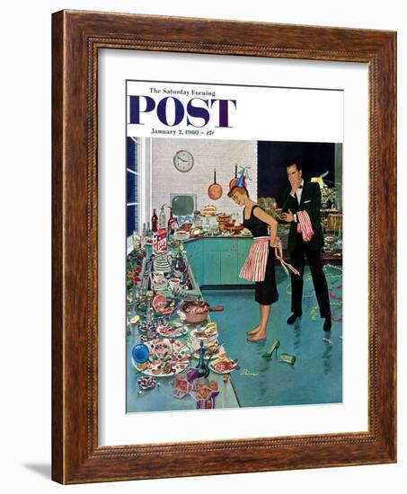 "After Party Clean-up," Saturday Evening Post Cover, January 2, 1960-Ben Kimberly Prins-Framed Giclee Print