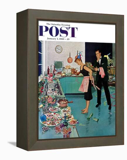 "After Party Clean-up," Saturday Evening Post Cover, January 2, 1960-Ben Kimberly Prins-Framed Premier Image Canvas