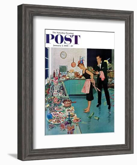 "After Party Clean-up," Saturday Evening Post Cover, January 2, 1960-Ben Kimberly Prins-Framed Giclee Print