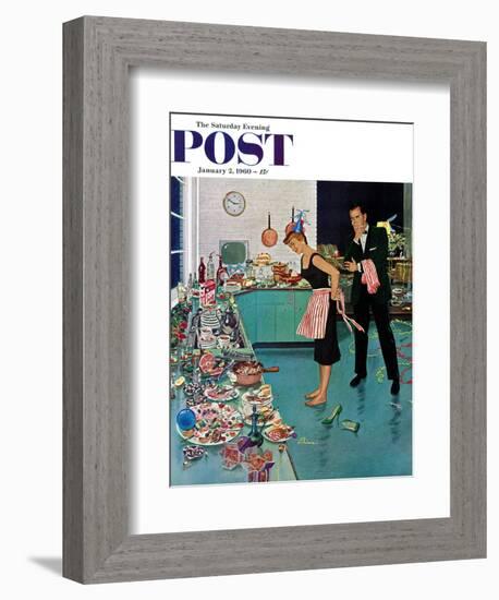 "After Party Clean-up," Saturday Evening Post Cover, January 2, 1960-Ben Kimberly Prins-Framed Giclee Print