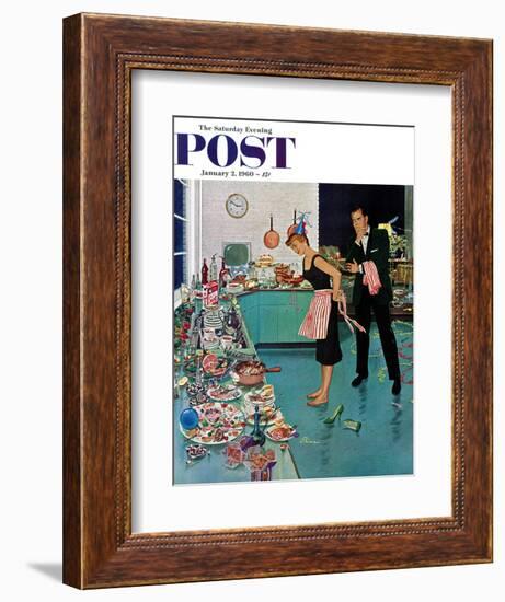 "After Party Clean-up," Saturday Evening Post Cover, January 2, 1960-Ben Kimberly Prins-Framed Giclee Print