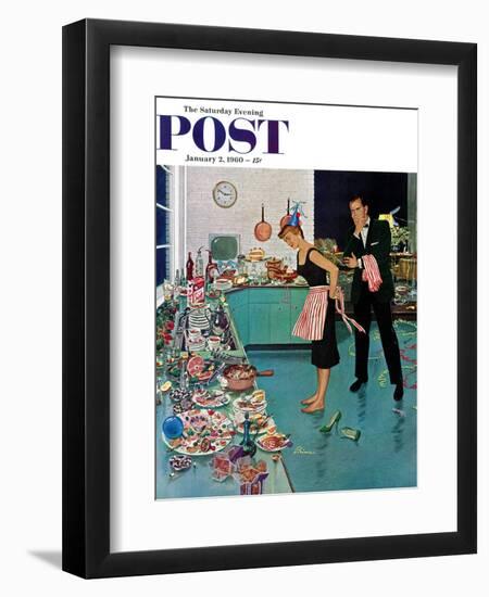 "After Party Clean-up," Saturday Evening Post Cover, January 2, 1960-Ben Kimberly Prins-Framed Giclee Print