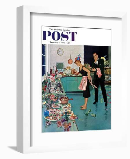 "After Party Clean-up," Saturday Evening Post Cover, January 2, 1960-Ben Kimberly Prins-Framed Giclee Print