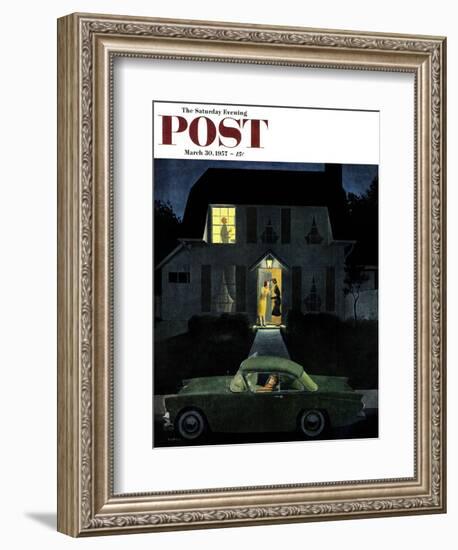 "After Party Talk" Saturday Evening Post Cover, March 30, 1957-George Hughes-Framed Giclee Print